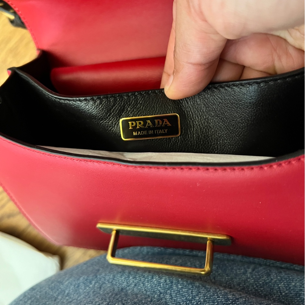 PRADA City Calfskin Saffiano Cahier Bag Fuoco Black - Picture 9 of 12